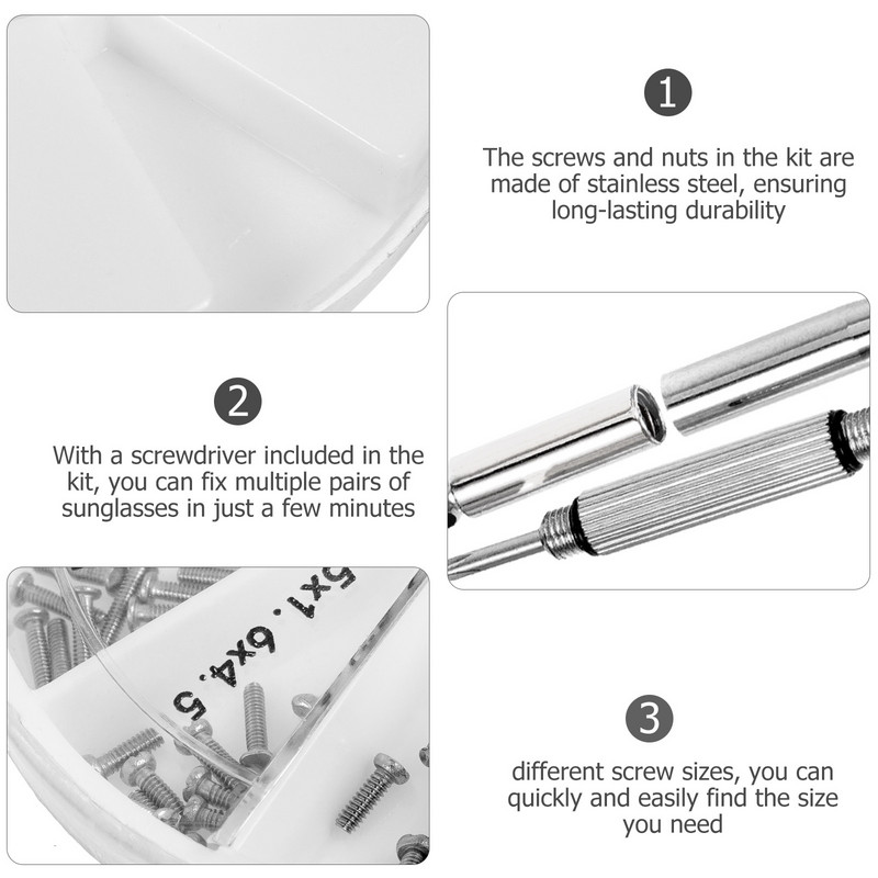 Brilles skrūvējamu acu stiklu komplekti Briļļu remonta briļļu remonta komplekts Briļļu remonta komplekts