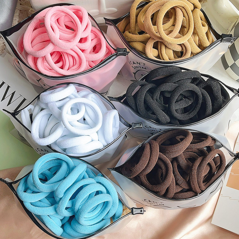 30/50PCS/Set Žene Djevojke Osnovne gumice za kosu Jednostavne jednobojne elastične trake za glavu Užad za kosu Vezice Dodaci za kosu Držač za rep