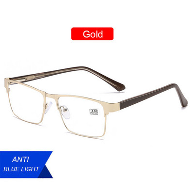 UVLAIK naočale za čitanje od nehrđajućeg čelika Muške poslovne optičke naočale protiv plave svjetlosti Muške čvrste metalne naočale za dalekovidnost