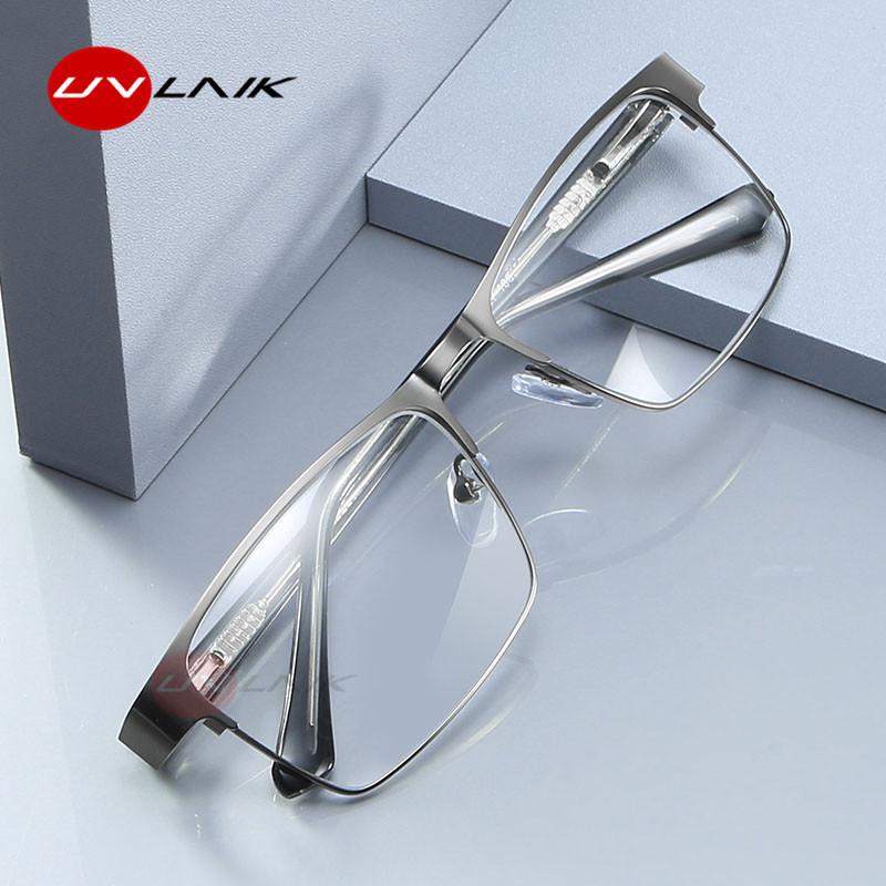 UVLAIK naočale za čitanje od nehrđajućeg čelika Muške poslovne optičke naočale protiv plave svjetlosti Muške čvrste metalne naočale za dalekovidnost