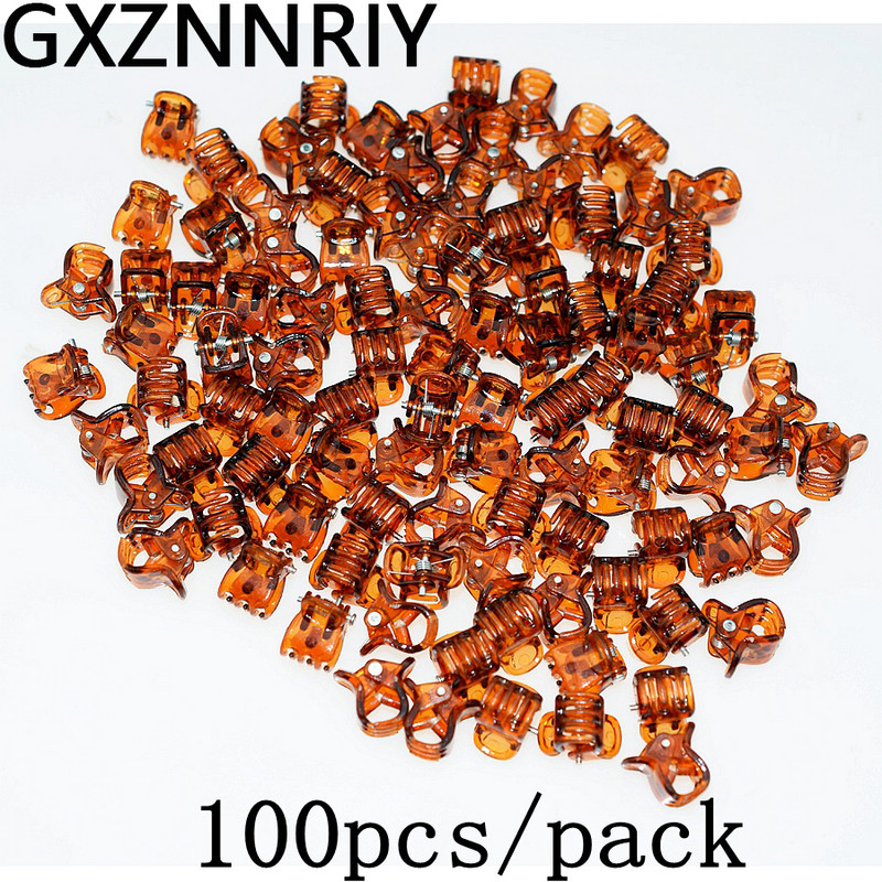1cm 100kom/pak. Štipaljke za kosu za žene Djevojke Dodaci Crno-smeđa prozirna plastika Mini kandže Stezaljka za kosu Pokloni