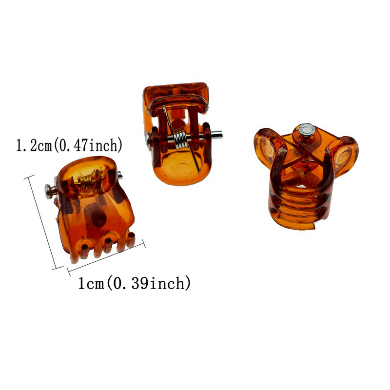 1cm 100kom/pak. Štipaljke za kosu za žene Djevojke Dodaci Crno-smeđa prozirna plastika Mini kandže Stezaljka za kosu Pokloni