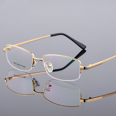 Ανδρικά γυαλιά τιτανίου Σκελετός Υπερελαφρύ τετράγωνο μάτι Myopia Συνταγογραφούμενα γυαλιά οράσεως Ανδρικό μισό οπτικό πλαίσιο μπορεί να κάνει φακό Rx
