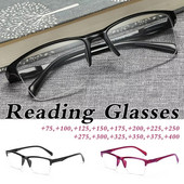 Moterų itin lengvi pusrėminiai skaitymo akiniai Kvadratiniai akiniai iki matymo laipsnio +0,25 0,5 0,75 1 1,25 1,5 1,75 2 2,25 2,5 3
