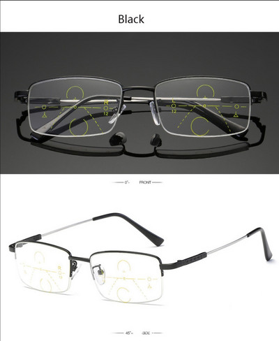 Dizajnerske naočale za čitanje za muškarce i žene, ultralaki metalni titanijski memorijski okvir, progresivne multi-fokusne anti-plave svjetlosti