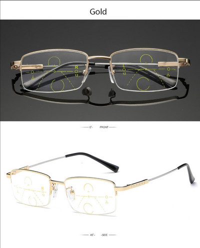 Dizajnerske naočale za čitanje za muškarce i žene, ultralaki metalni titanijski memorijski okvir, progresivne multi-fokusne anti-plave svjetlosti