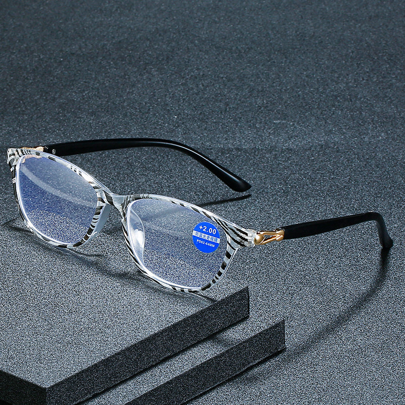 Seemfly Anti-Blue Light Reading Glasses Women HD Resin Fashion Animal Pattern Presbyopia Eyeglasse With Degree +1 +1.5 +2 +2.5+4