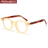 Peekaboo retro kerek szemüveg keret női koreai stílusú tr90 optikai szemüveg férfi átlátszó lencse acetát szürke kiváló minőségű unisex