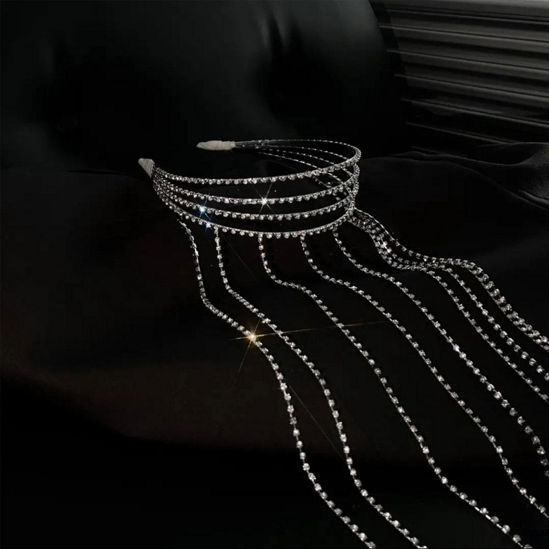 Duga traka za glavu s kićankama, dijamantni lanac, ukosnica, kristalna traka za glavu, svadbeni dodaci za kosu za djevojčice