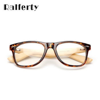 Рамка за очила Ralferty Vintage Retro Rivet Мъже Жени Бамбукова дървена рамка за оптични очила с рецепта за късогледство с прозрачни стъкла