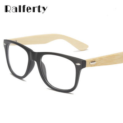 Рамка за очила Ralferty Vintage Retro Rivet Мъже Жени Бамбукова дървена рамка за оптични очила с рецепта за късогледство с прозрачни стъкла
