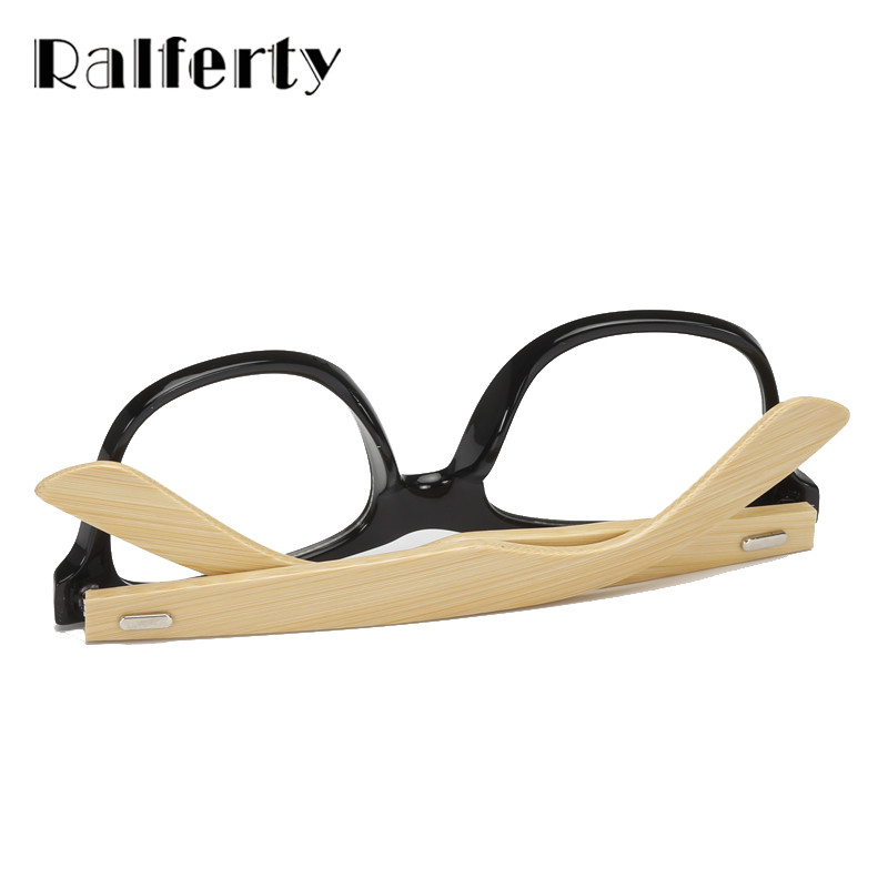 Ralferty Vintage retro okvir za naočale s zakovicama Muškarci Ženski drveni bambusov okvir za dioptrijske optičke naočale s prozirnim lećama