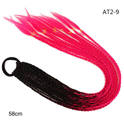 60 cm juuksevärvi gradient määrdunud punutud hobusesaba 12 tk/pakk Värviline elastne juuksepael Kummipael Juuste aksessuaarid Parukas peapael