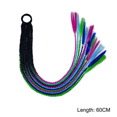 60 cm juuksevärvi gradient määrdunud punutud hobusesaba 12 tk/pakk Värviline elastne juuksepael Kummipael Juuste aksessuaarid Parukas peapael