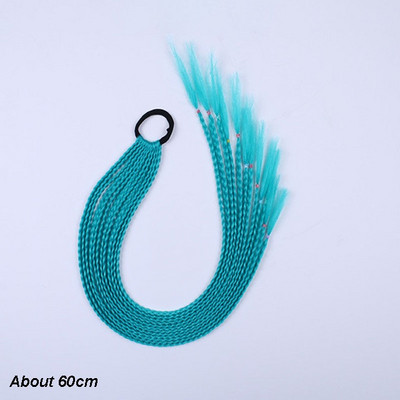 60 cm juuksevärvi gradient määrdunud punutud hobusesaba 12 tk/pakk Värviline elastne juuksepael Kummipael Juuste aksessuaarid Parukas peapael