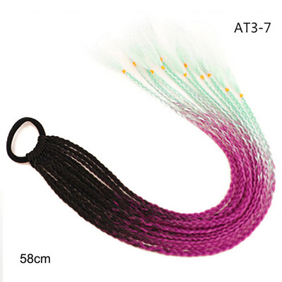 60 cm juuksevärvi gradient määrdunud punutud hobusesaba 12 tk/pakk Värviline elastne juuksepael Kummipael Juuste aksessuaarid Parukas peapael