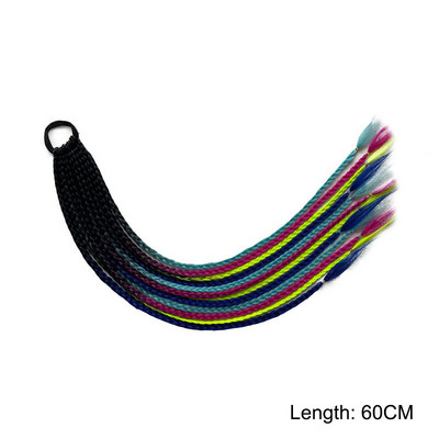 60 cm juuksevärvi gradient määrdunud punutud hobusesaba 12 tk/pakk Värviline elastne juuksepael Kummipael Juuste aksessuaarid Parukas peapael