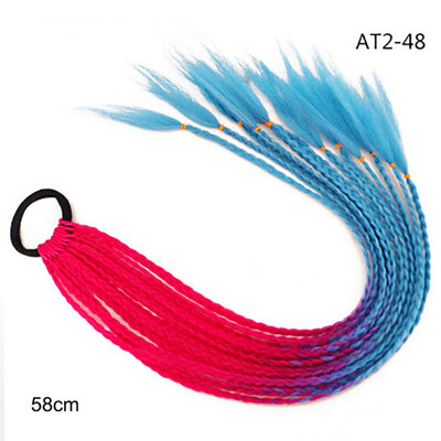 60 cm juuksevärvi gradient määrdunud punutud hobusesaba 12 tk/pakk Värviline elastne juuksepael Kummipael Juuste aksessuaarid Parukas peapael