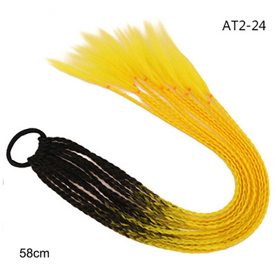 60 cm juuksevärvi gradient määrdunud punutud hobusesaba 12 tk/pakk Värviline elastne juuksepael Kummipael Juuste aksessuaarid Parukas peapael