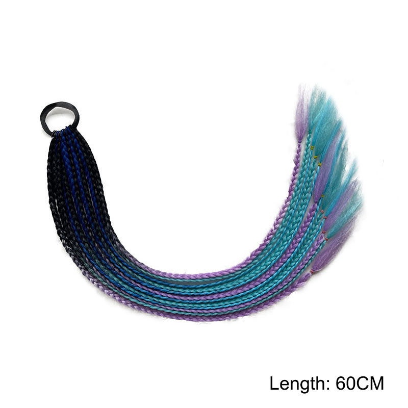 60 cm juuksevärvi gradient määrdunud punutud hobusesaba 12 tk/pakk Värviline elastne juuksepael Kummipael Juuste aksessuaarid Parukas peapael