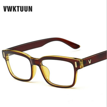 VWKTUUN Рамки за очила за жени Оптични очила Рамки за късогледство Мъжки V лого Обикновена стъклена цветна рамка oculos Gafas de sol