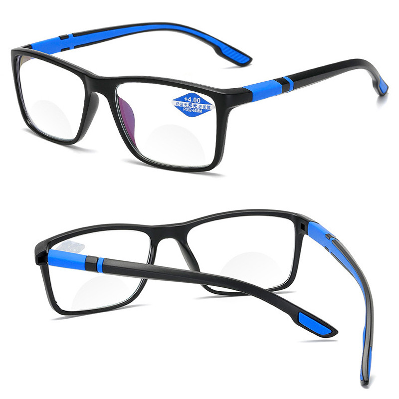 Anti Blue Light Dviejų šviesų skaitymo akiniai Matyti toli ir netoli Daugiafunkciniai Presbyopia Akiniai Nešiojami Dioptrija nuo +1,0 iki 4,0