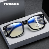 YOOSKE Modne multifokalne progresivne naočale za čitanje Muške četvrtaste plave svjetlosti Računalne naočale Ženske dioptrije protiv odsjaja UV400