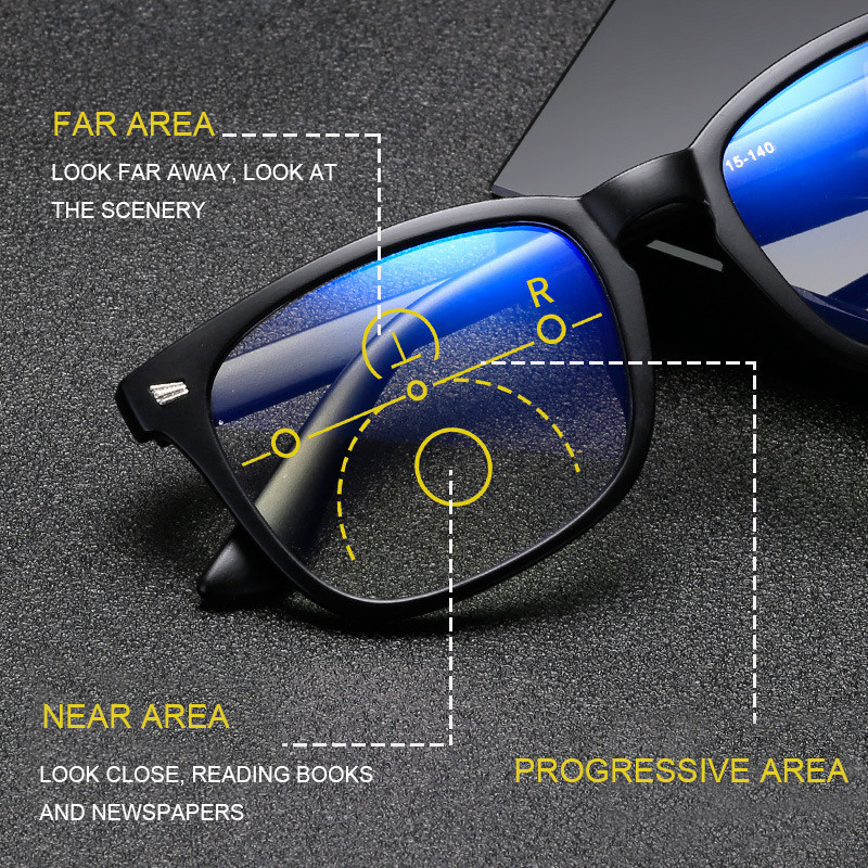 YOOSKE Modne multifokalne progresivne naočale za čitanje Muške četvrtaste plave svjetlosti Računalne naočale Ženske dioptrije protiv odsjaja UV400