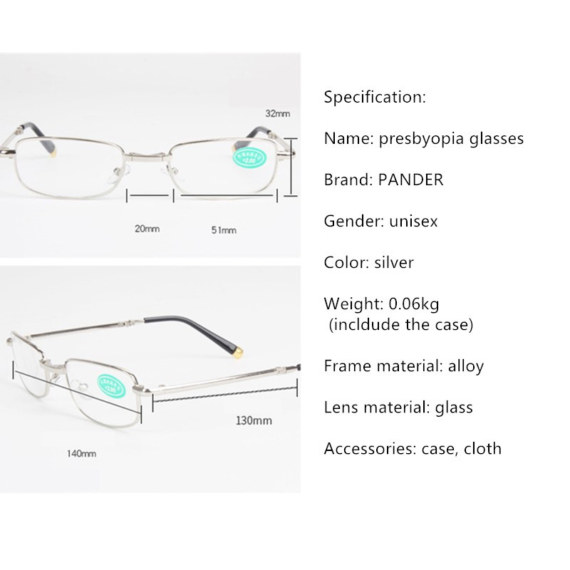 PANDER Mini sklopive preklopne naočale za čitanje s kućištem Visokokvalitetne muške ženske naočale s povećalom za prozbiopiju 1.0 2.5 1.5