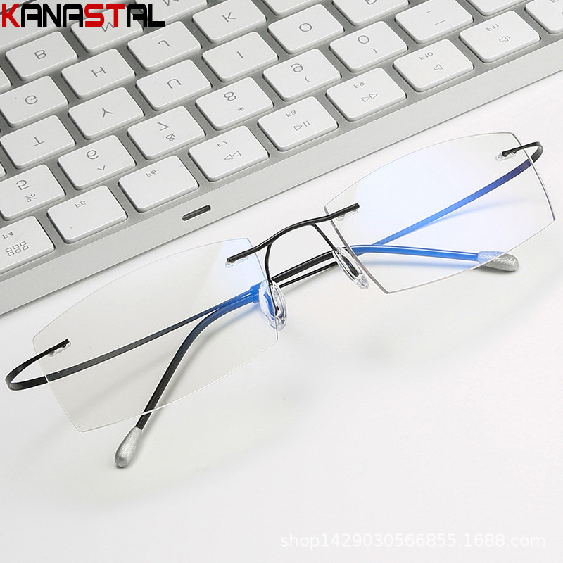 Ανδρικά γυαλιά ανάγνωσης κατά του μπλε φωτός που μπλοκάρουν το φως Μεταλλικά γυαλιά ανάγνωσης με φακό HD εξαιρετικά ελαφριά γυαλιά χωρίς σκελετό Γυναικεία γυαλιά πρεσβυωπίας υπερμετρωπίας +4.0