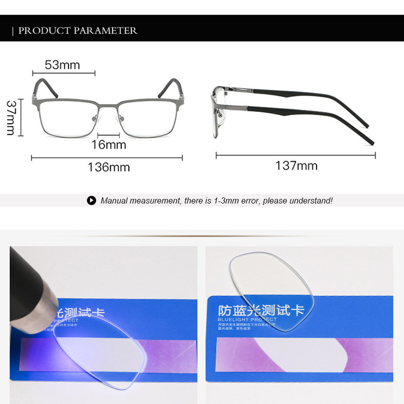 2022. Naočale za čitanje koje blokiraju plavo svjetlo Muške poslovne naočale od nehrđajućeg čelika Muške naočale s dioptrijskom lećom za dalekovidnost