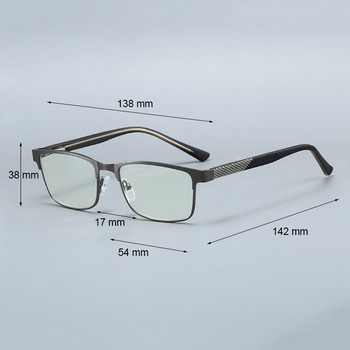 YOOSKE Мъжки бизнес очила за четене Здрави еластични метални очила Мъжки плюс диоптър очила с квадратна рамка