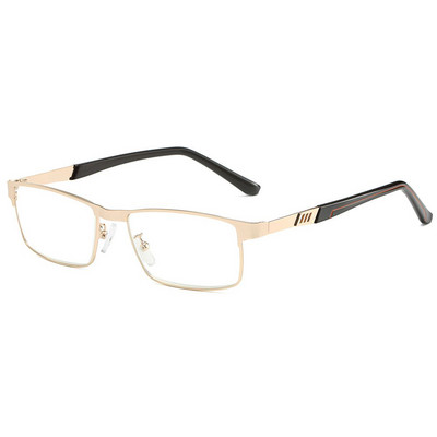 Madingi klasikiniai verslo skaitymo akiniai vyrams Anti Blue Light Presbyopical akiniai Metaliniai optiniai kompiuterių skaitytuvai +1.0 ~ 4.0