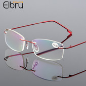 Elbru Vīriešu Sieviešu bezmalu lasīšanas brilles Anti Blue Light Ultralight Memory Titanium Presbyopic Brilles Brilles Dioptrija+1,0+4,0