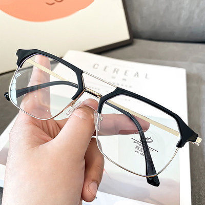 Elbru Anti Blue Light naočale za kratkovidnost Žene i muškarci Kompjuterske prevelike metalne četvrtaste naočale za kratkovidne dioptrije -1-1.5-2-2.5...-6