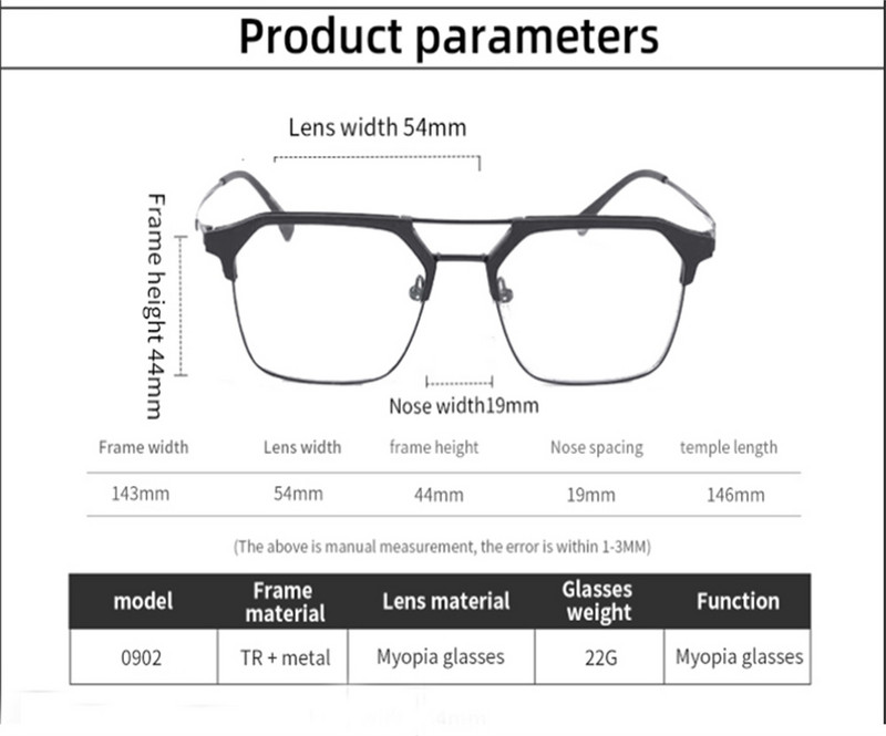 Elbru Anti Blue Light naočale za kratkovidnost Žene i muškarci Kompjuterske prevelike metalne četvrtaste naočale za kratkovidne dioptrije -1-1.5-2-2.5...-6
