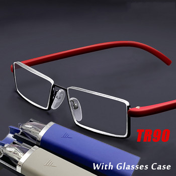 Бизнес очила с пресбиопия TR90 с половин рамка, блокиращи синя светлина, очила за четене, завършени оптични очила, диоптър от 0 до +4,0