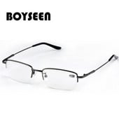 BOYSEEN vyriški pusiau rėmeliai atminties akiniai madingi metaliniai itin lengvi trumparegystės akiniai 0962