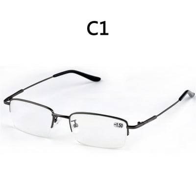 BOYSEEN vyriški pusiau rėmeliai atminties akiniai madingi metaliniai itin lengvi trumparegystės akiniai 0962