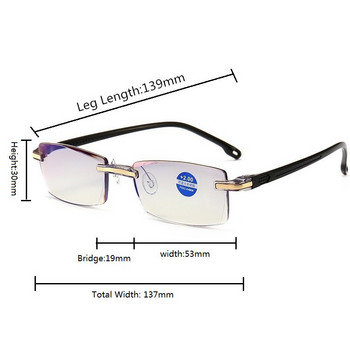 Очила без рамки с диоптър Унисекс очила за четене Класически мъжки дамски очила с рецепта против синя светлина Очила за пресбиопия