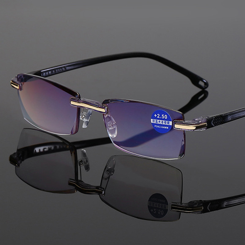 Keret nélküli dioptriás szemüvegek Uniszex olvasószemüvegek klasszikus férfi női kék fény elleni dioptriás szemüvegek Presbyopia szemüvegek