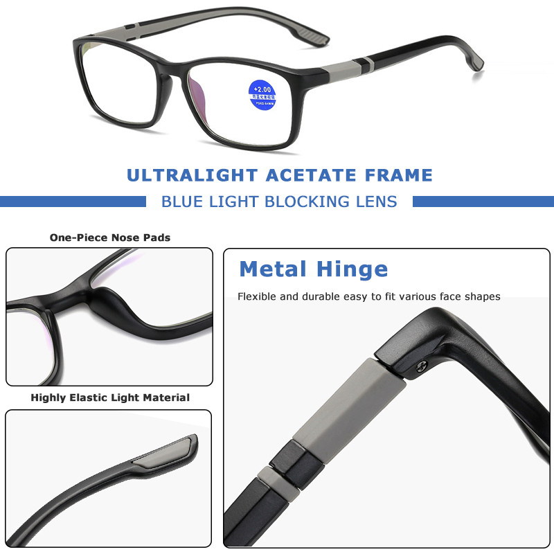 CRIXALIS Vintage TR90 skaitymo akiniai Moteriški Vyriški Anti Blue Light Presbyopia Receptiniai akiniai Hyperopia Akiniai Vyriški UV400