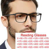 Tanke naočale za čitanje Muške vintage crne četvrtaste naočale Muške naočale protiv umora Naočale s plavim svjetlom za dalekovidnost +2,75 +3 Oculos