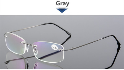 Superelastingi sulankstomi titano lydinio be rėmeliai skaitymo akiniai iki matymo akiniai, skirti vyrams +1,0+1,5+2,0+2,5+3,0+3,5+4