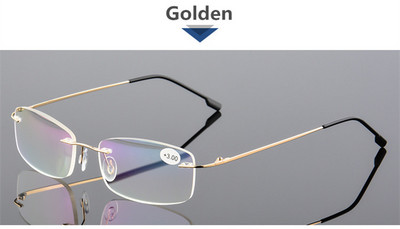 Superelastingi sulankstomi titano lydinio be rėmeliai skaitymo akiniai iki matymo akiniai, skirti vyrams +1,0+1,5+2,0+2,5+3,0+3,5+4