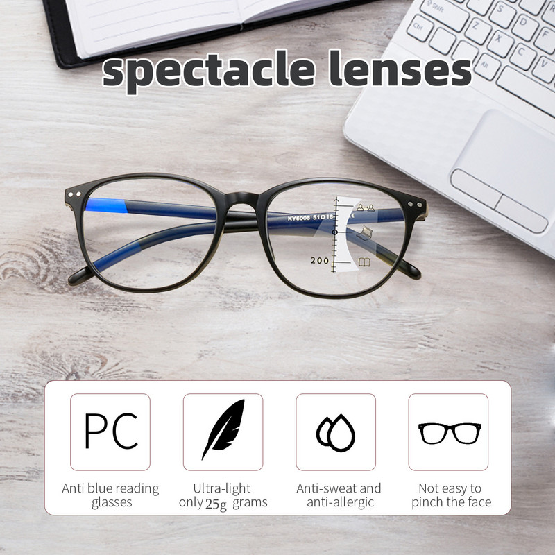 seemfly Többfókuszos kék fény gátló olvasószemüvegek férfi és női távol- és közellátó szemüvegek kettős használatú olvasószemüvegek