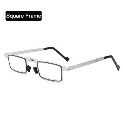 Lugemisprillid Kaasaskantavad Kokkupandavad Meeste Metallist Ümmargune Kandiline Anti Blue Light Prillid Presbüoopia Prillid Raam Diopter +1,0 kuni +4.