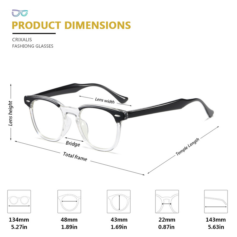 CRIXALIS Ženske naočale za čitanje Plavo svjetlo s četvrtastim brojevima Kompjuterske naočale Muške prozirne okvire za naočale za dalekovidnost Ženske