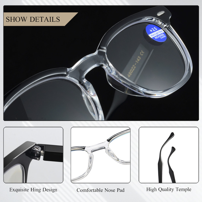 CRIXALIS Ženske naočale za čitanje Plavo svjetlo s četvrtastim brojevima Kompjuterske naočale Muške prozirne okvire za naočale za dalekovidnost Ženske