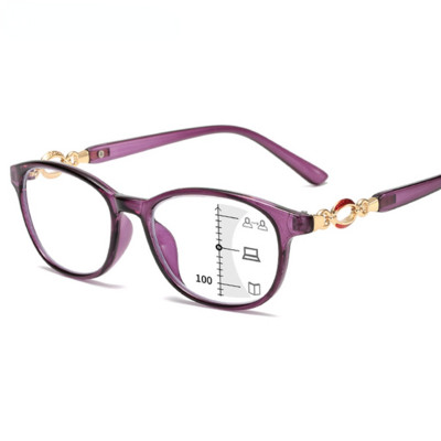 New Fashion Progressive Multifocal Reading Glasses Women Anti-blue Light Eyeglasses Prescription Spectacles Diopter +1.0 to +4.0